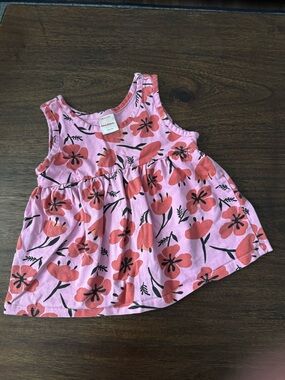 Hanna Andersson Pink Poppy Peplum Tank Top Ruffle Size 4